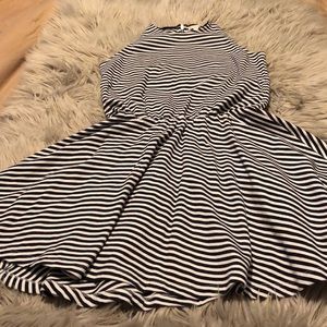 Black and white razor back skater dress